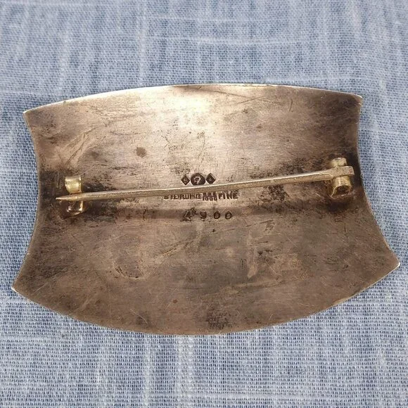 1940s Sterling Silver Brooch with Engravings - Picture 3 of 4